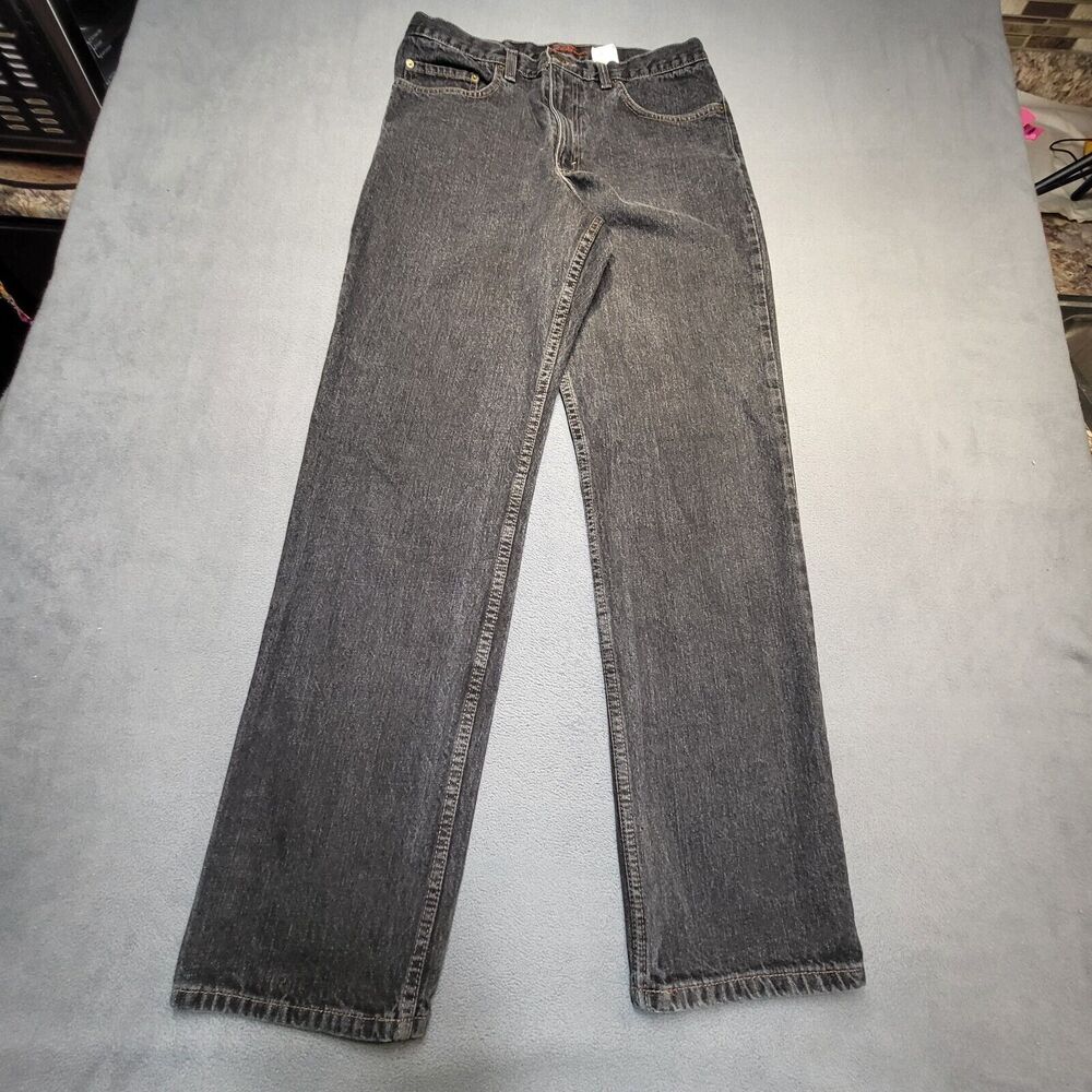 Eddie Bauer Jeans Mens 31x33 Black Classic Fit Straight Leg Distressed Denim